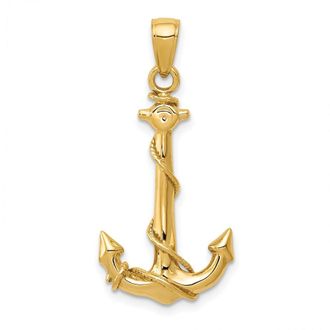 Diamond2Deal 10k Yellow Gold Anchor Rope Pendant