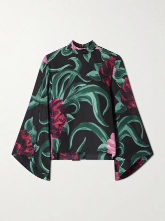 La DoubleJ Blusa In Twill Di Seta Floreale Make An Exit - Verde