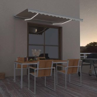 Berkfield Home Manual Retractable Awning with LED 300x250 cm Cream in Beige