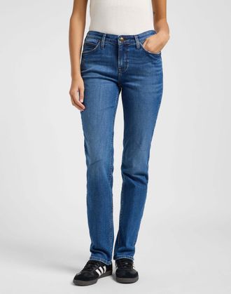 Lee Regular-fit-Jeans LEE Lee Jeans Marion Straight, Damen, Gr. 28, L&auml;nge 31, blau, Obermaterial: 84% Baumwolle CO. 14% Polyester PES. 2% Elasthan EL., Je