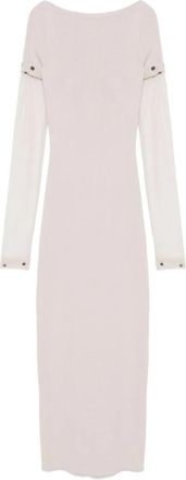 Sportmax Ribbed Knit Short Sleeve Top with Distressed Details - Dames - Kleedjes - Grijs - S - Polyester - Kleedjes