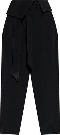 The Attico High-Waisted Belted Broeken - Dames - Wijde Broeken - Zwart - M - Leer - Broeken