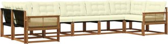 vidaXL Conjunto De Sof&aacute;s De Exterior 7 Uds. Natural Y Crema Vidaxl