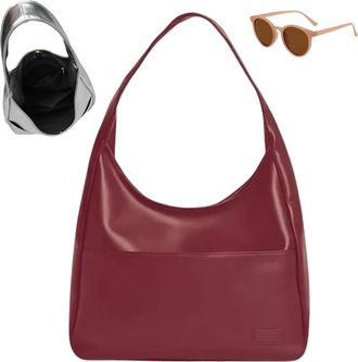 Generic Vegan PU Leather Trendy Soft Tote Bag, Large Capacity Casual Underarm Handbag for Women, Waterproof Simple Shoulder Bag