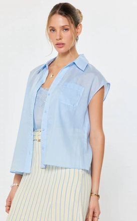 Current Air Coastal Layered Blouse In Pale Blue