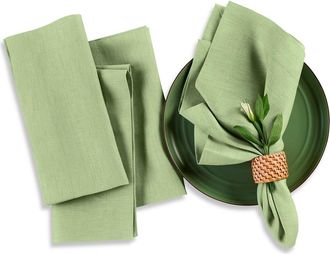 Solino Home Linen Dinner Napkins Set of 4, 20 x 20 Inch for Dining Table, Holiday and Everyday Table Decor - Fete in Laurel Green at Nordstrom, Size
