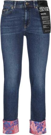 Versace Jeans Couture Oprolbare Enkelboeien Spijkerbroek - Dames - Slim Fit Jeans - Blauw - W26 - Katoen - Jeans