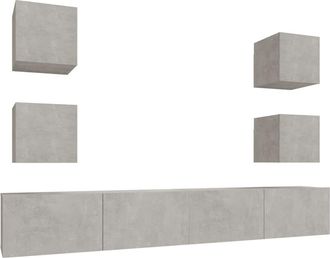 vidaXL Vidaxl - Set De Muebles De Tv 6 Pzas Madera Contrachapada Gris Hormig&oacute;n