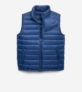 Cole Haan Mens 26.5 Zip Front Quilted Vest - Blue Size Medium