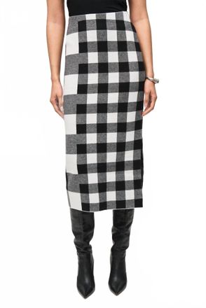 Joseph Ribkoff Plaid Pencil Skirt In Black/vanilla