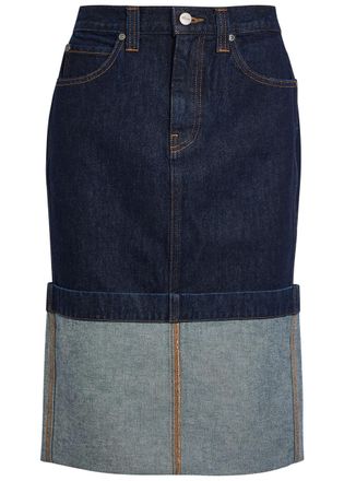 Khaite Kilian Turn-up hem Denim Skirt - Indigo - 27 (W27 / UK8-10 / S)