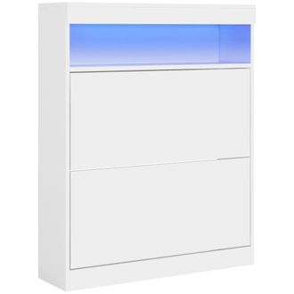 HOMCOM Mueble zapatero 80x24x99.5 cm blanco brillante