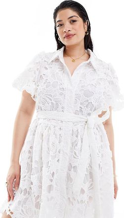 In The Style Vestito camicia in pizzo bianco