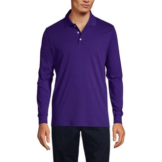 Lands End School Uniform Long Sleeve Interlock Polo Shirt in Deep Purple at Nordstrom, Size X-Large