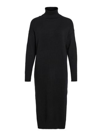 Vila Womens Viril Roll Neck L/S Midi Dress-Noos, Black, XL