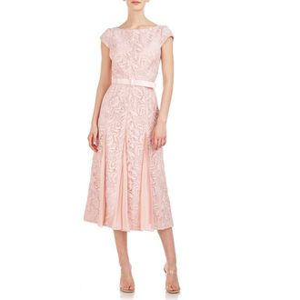Kay Unger Angela Lace A-Line Midi Dress in Soft Blush at Nordstrom Rack, Size 4