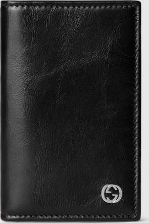 Gucci Card Case Wallet With Interlocking G, Black, Leather