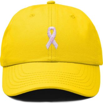 Dalix Pink Ribbon Dad Cap in Gold at Nordstrom