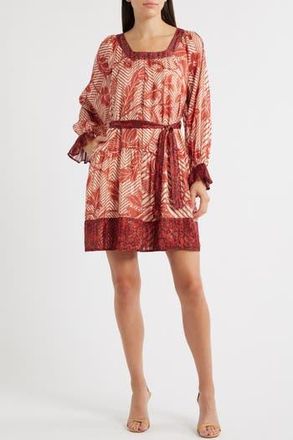 Ciebon Kiki Tie Belt Long Sleeve Dress in Red at Nordstrom Rack, Size X-Small