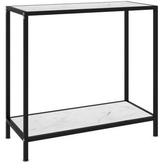 vidaXL Tavolo Consolle Bianco 80x35x75 cm in Vetro Temperato - Vidaxl