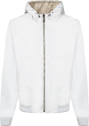 Moorer Witte Hoodie met Ritssluiting - Heren - Zomerjassen - Wit - XL - Polyester - Jassen