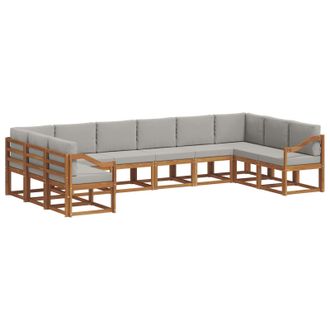 vidaXL Conjunto De Sof&aacute;s De Exterior 10 Pcs Gris Natural Y Claro Vidaxl