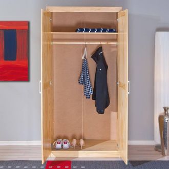 Dmora Dmora - Armoire Deux Portes En Pin Massif Finition Naturelle, Coloris Ch&ecirc;ne, 95 X 190 X 55 Cm