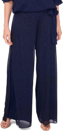 MSK Msk Palazzo Pants Womens Navy Sparkle Mesh Wide Leg Cocktail Party PALL255