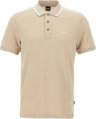 HUGO BOSS Tops, Heren, Beige, S, Katoen, Gestreepte Jacquard Polo Parlay Beige
