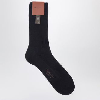 Loro Piana Navy Blue Socks In Baby Cashmere