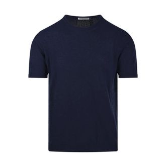 Roberto Collina Round-neck Knitwear, male, Blue, Size: XL Round Neck Sweater