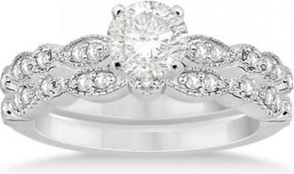 Allurez Petite Marquise & Dot Diamond Bridal Ring Set in 18k White Gold (0.25ct)