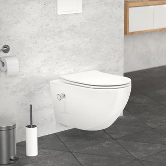 ML Design Ml-design - Ecd Germany Inodoro Suspendido Con Funci&oacute;n De Bid&eacute; Wc De Cer&aacute;mica Blanca Nanorecubrimiento 52 Cm De Largo Con Mecanismo De Cierre Suave So