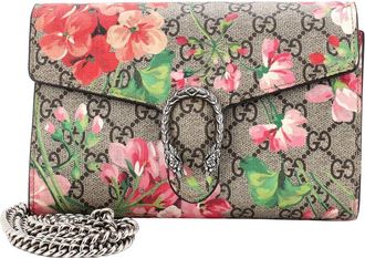 Gucci Brown Blooms Print Gg Coated Canvas Dionysus Chain Wallet Small (Authentic Pre-Loved)