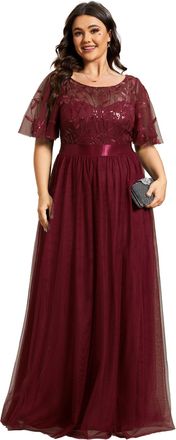 Ever-pretty Plus Size Ladies Floor Length Long Evening Dress for Weddings Burgundy 26UK