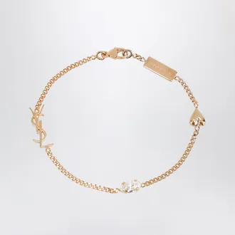 Saint Laurent Bracciale con charm a cuore Cassandre e strass
