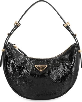 Prada Arqu&eacute; Patent Schoudertas - Dames - Schoudertassen - Zwart - ONE Size - Leer - Tassen