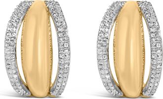 House of Brilliance Gold Vermeil 1/10 Cttw Diamond Bold Half Hoop Earring