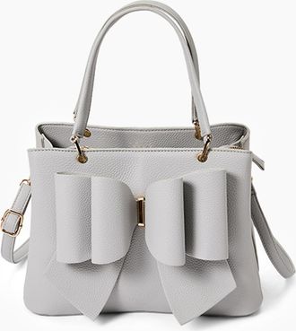 Like Dreams Womens Jenna Bow Vegan Satchel Crossbody Bag In Light Grey