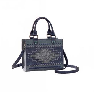 Montana West Western Tooled Aztec Tote In Jean