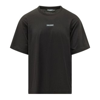Dolce & Gabbana Tops, Heren, Zwart, M, Katoen, T-Shirt MC Giro