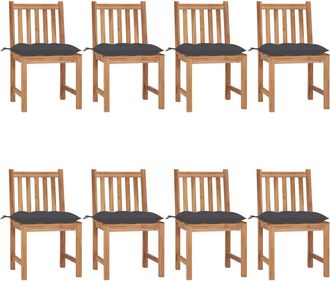 vidaXL Sillas De Jard&iacute;n 8 Unidades Madera Maciza De Teca Con Cojines Vidaxl