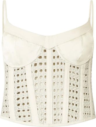 Philipp Plein Woven Leather Bustier - - Tops - Donna - Beige - L