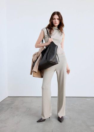Mango Pantalone a coste dritte sabbia - Donna - XS - MANGO