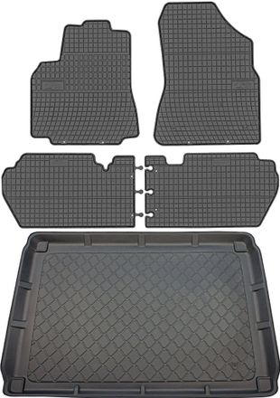 OEM Peugeot Partner Ii Kombivan Del 2008-08.2018 Set - Alfombrillas De Goma + Alfombrilla Maletero
