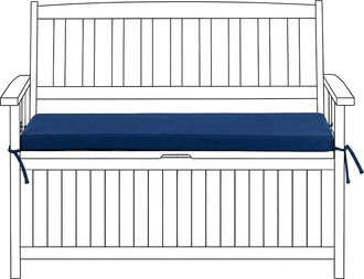 Beliani Coj&iacute;n Para Banco De Jard&iacute;n Con Lazos Funda Extra&iacute;ble Tela De Olefina Exterior Azul Sovana
