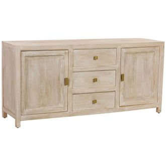 Wanderlust Deco Aparador de madera con 3 cajones y 2 puertas 160 x 43 x 75h cm