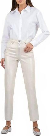 Kut from the Kloth Reese High Rise Metallic Ankle Straight Jean In Silver