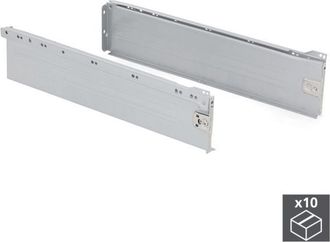 Emuca Lote De 10 Cajones De Cocina Ultrabox, Altura 150mm, Profundidad 500mm, Acero, Gris Metalizado