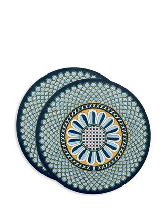 La DoubleJ Napoli-print placemats (set of two) - unisex - Wood/Cork/Polyester - One Size - Blue